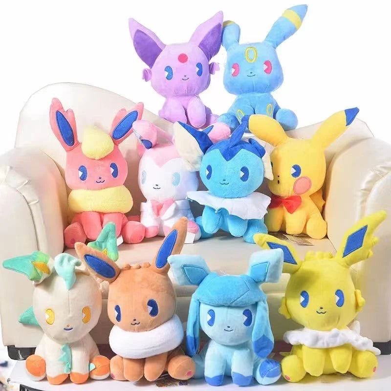 Set of 10 Eevee developments cuddly toys (approx. 17cm)
