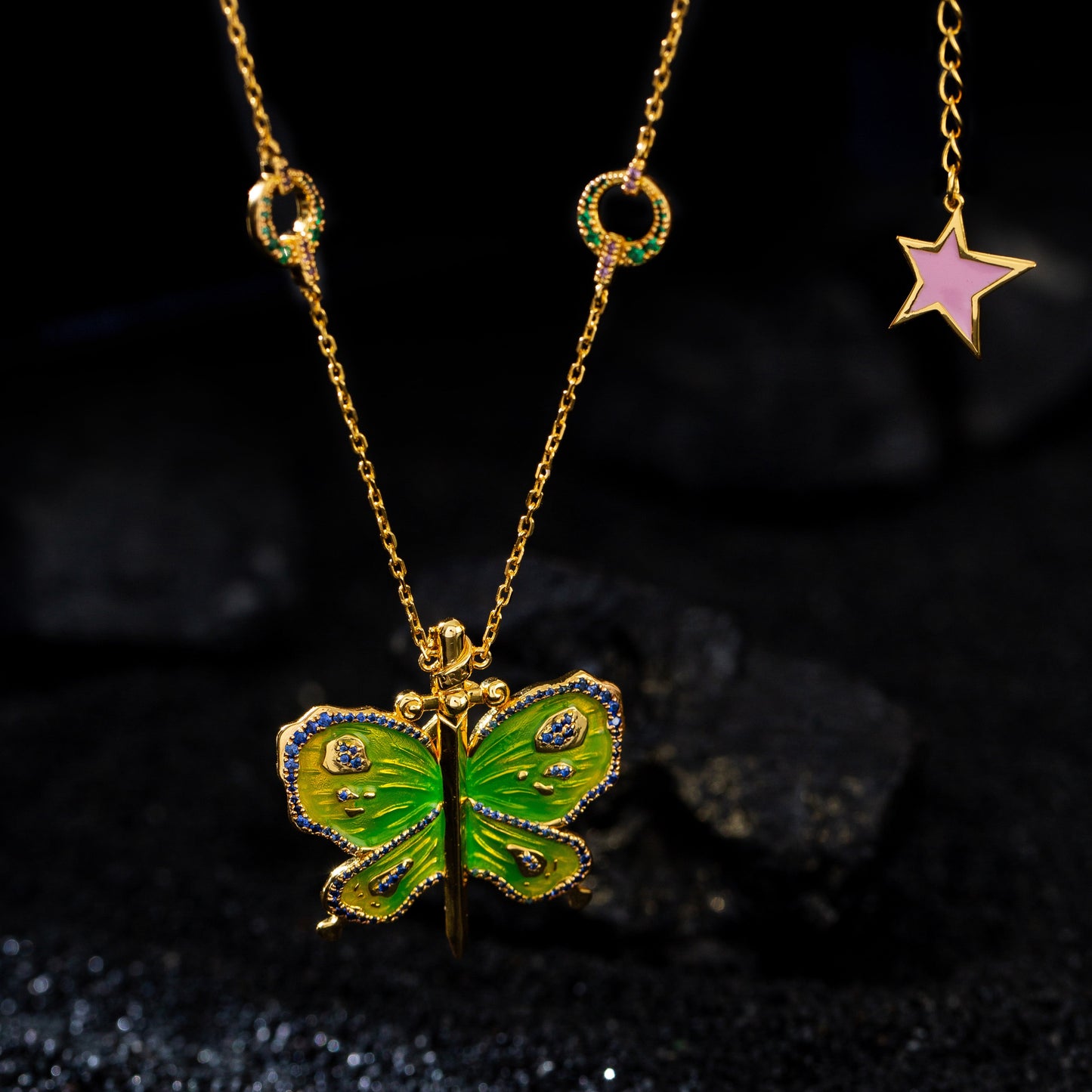 JOJO's Colorful Enamel Butterfly Necklace