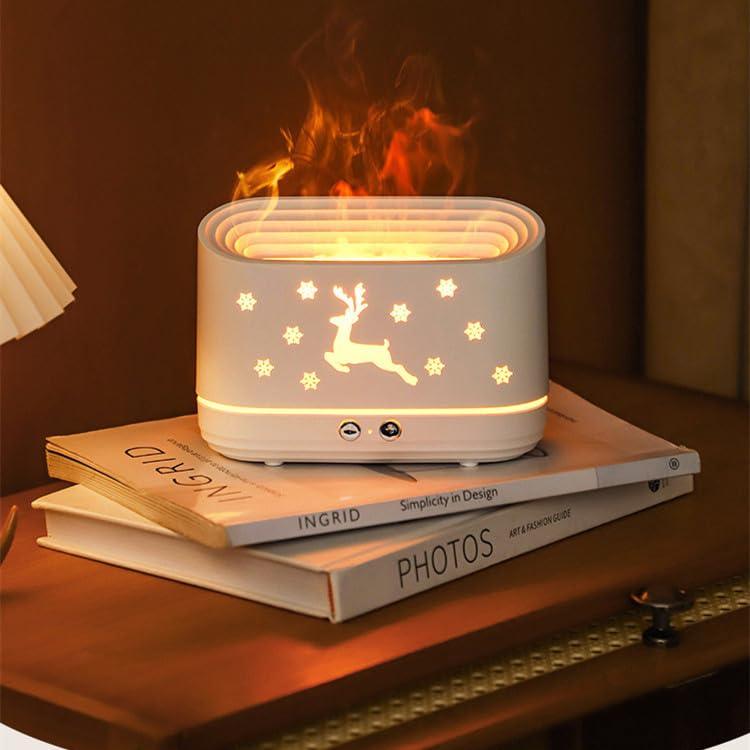 Holiday Flame Effect Diffuser with Reindeer and Snowflake Design