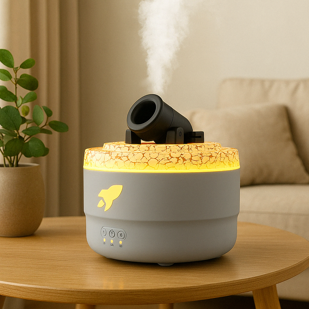 Aroma Humidifier Diffuser With Volcano Design LED Mist Machine