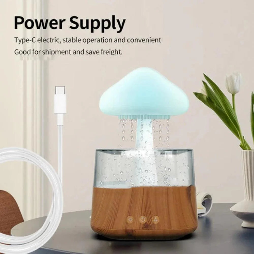 Decorative Rain Cloud Humidifier With LED Mist Essential Diffuser