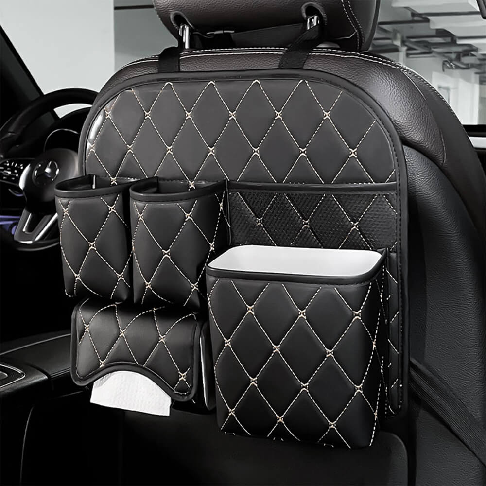 Diamond Pattern Waterproof and Scratch-Resistant Car Seat Back Storage Bag