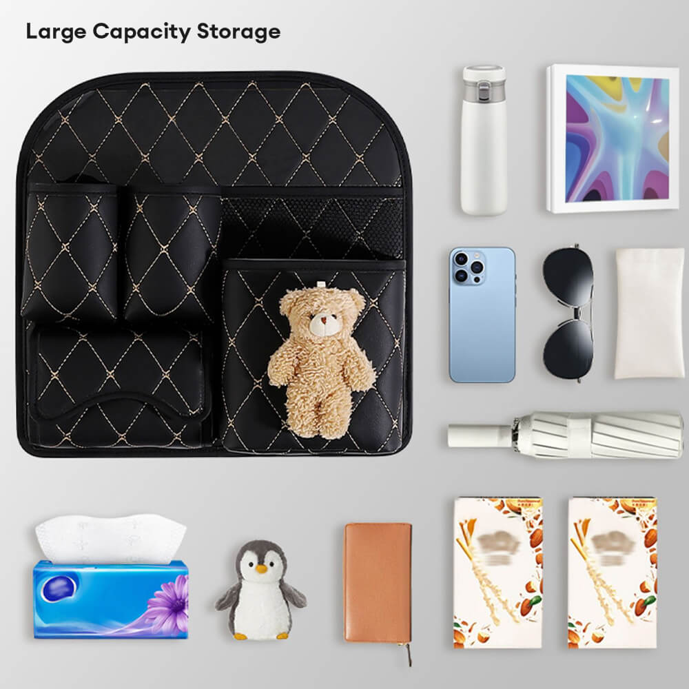 Diamond Pattern Waterproof and Scratch-Resistant Car Seat Back Storage Bag