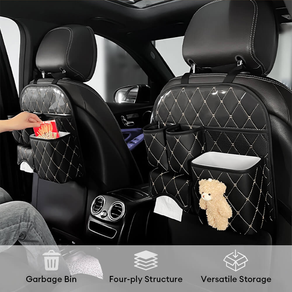 Diamond Pattern Waterproof and Scratch-Resistant Car Seat Back Storage Bag