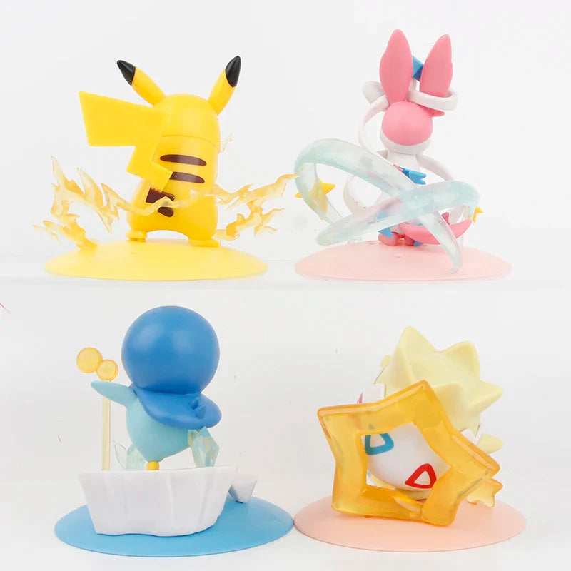 4 pcs. Pokemon figure set with Pikachu, Feelinra Sylveon, Togepi and Piplup (8-10cm)