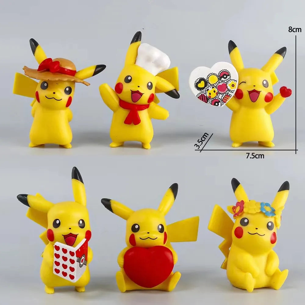 Set of 6 Pikachu figures in cooking motifs