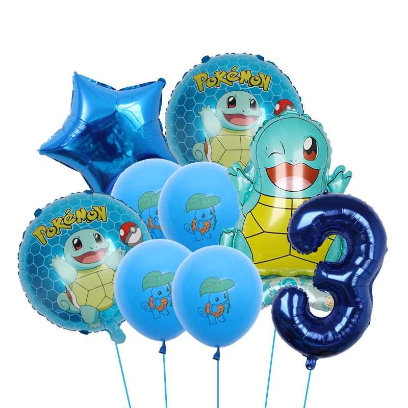 Bulbasaur, Schiggy, Charmander or Pikachu Balloons Birthday Decoration
