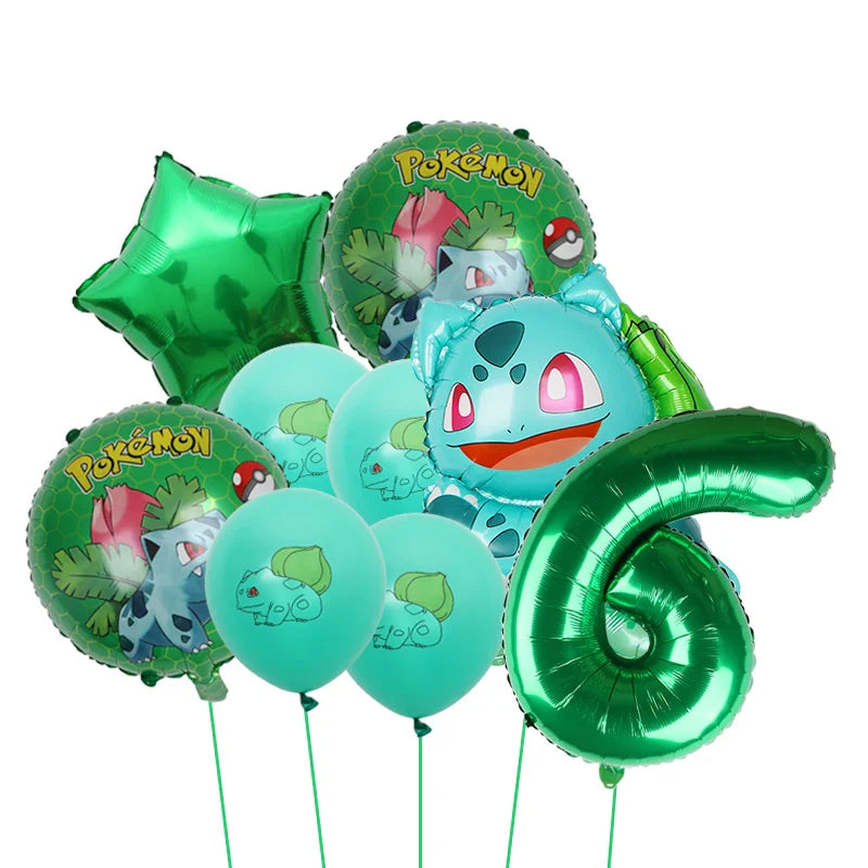 Bulbasaur, Schiggy, Charmander or Pikachu Balloons Birthday Decoration
