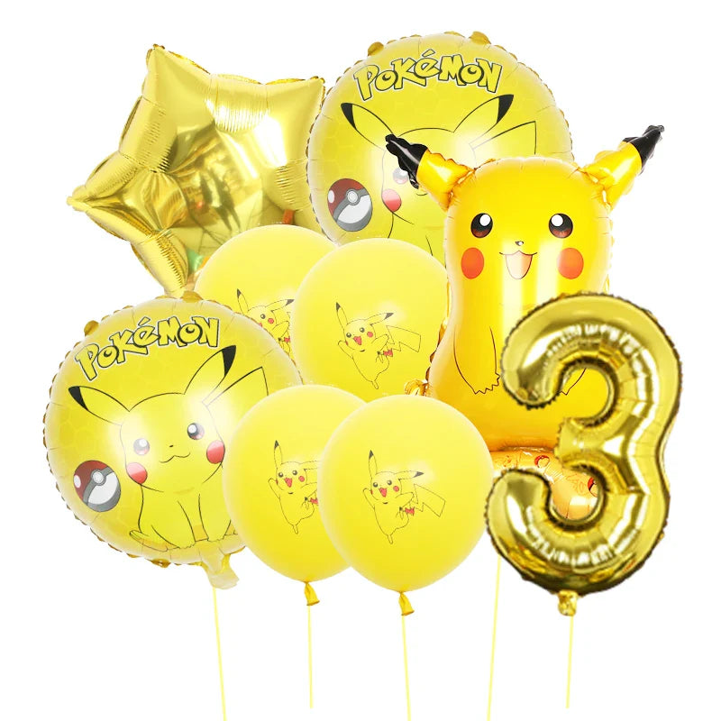 Bulbasaur, Schiggy, Charmander or Pikachu Balloons Birthday Decoration