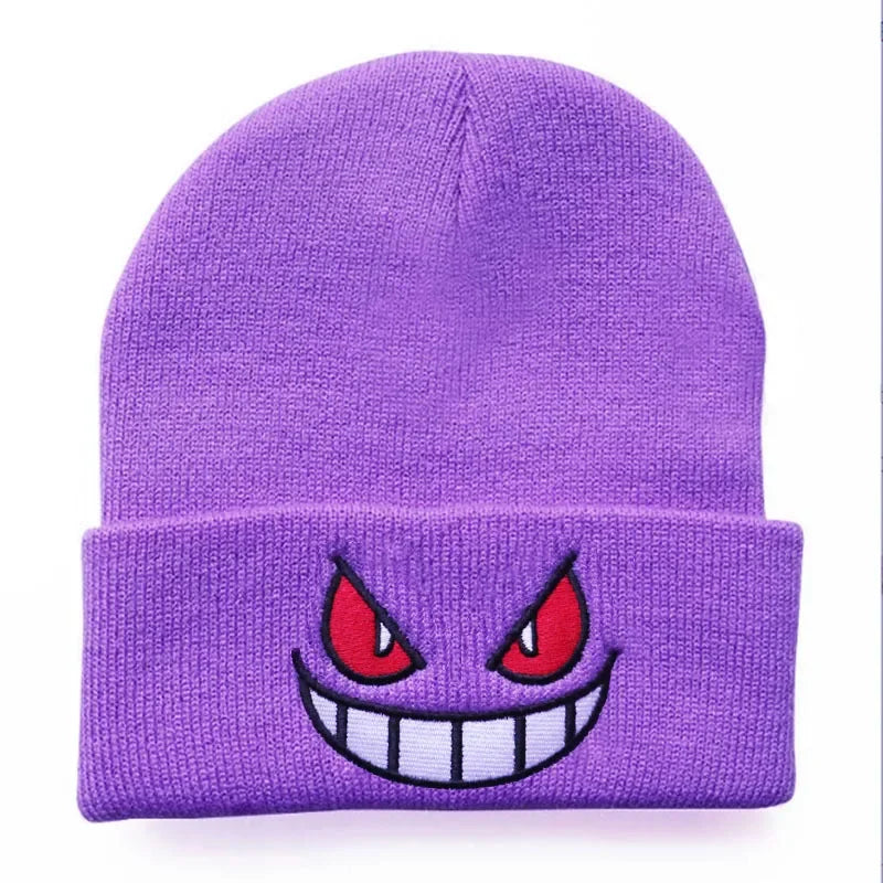 Gengar Embroidered Knit Beanie – Warm & Stylish