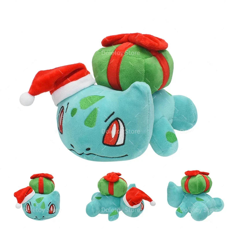 Bulbasaur stuffed animal in Christmas look