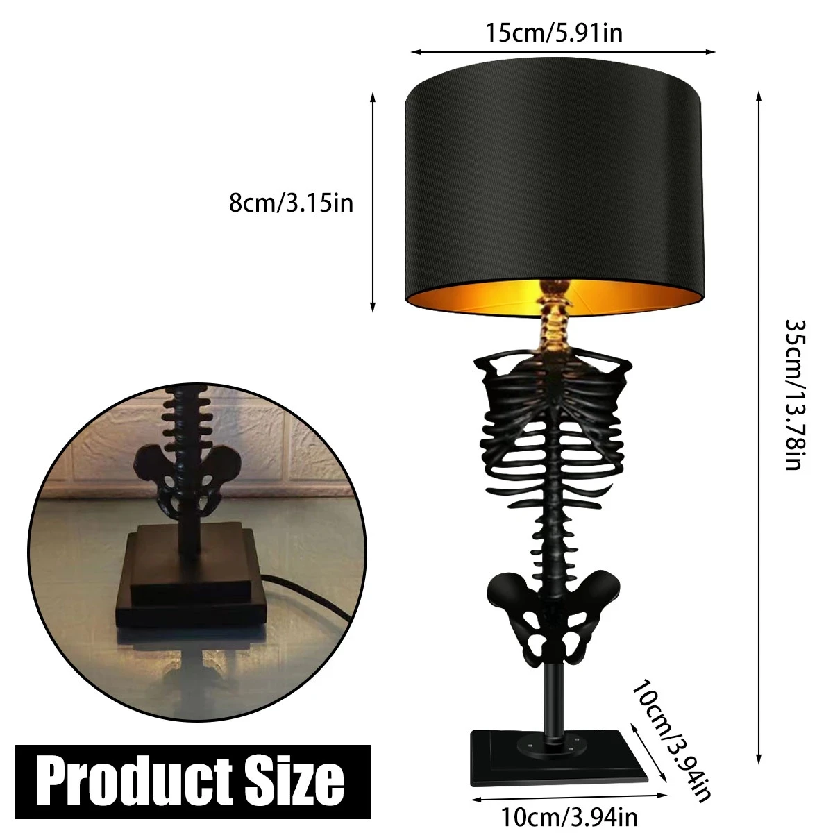 Handcrafted Gothic Skeleton Table Lamp