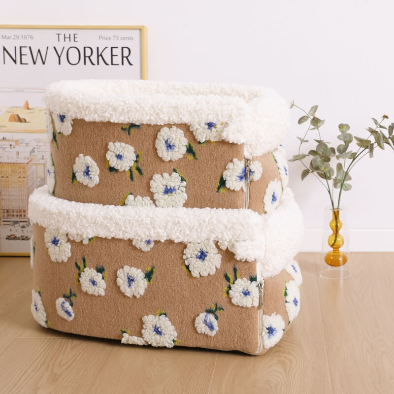 플라워 울 플리스 반려견 자동차 안전 시트 중앙 콘솔 반려동물 자동차 시트