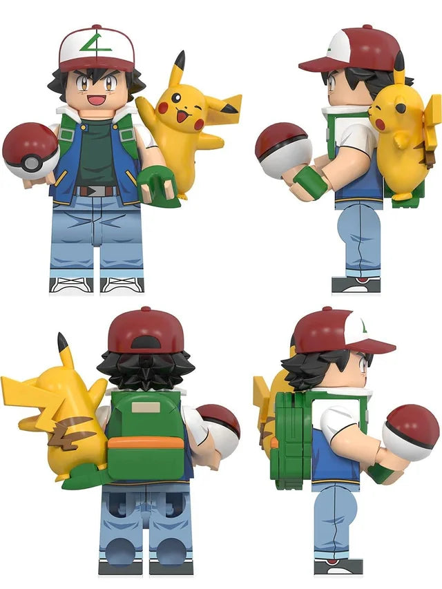 Ash Ketchum with Pikachu and Poké Ball mini building block Pokemon figure