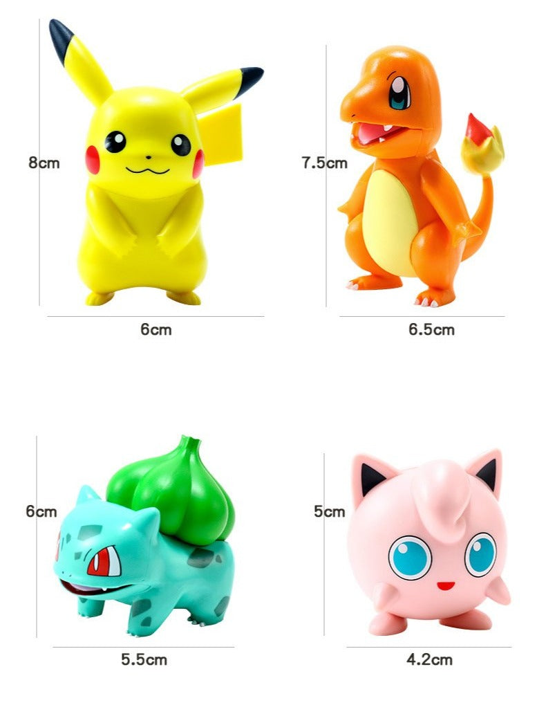Set of 6 Pokemon figures: Pikachu, Jigglypuff, Squirtle, Bulbasaur, Enton and Charmander