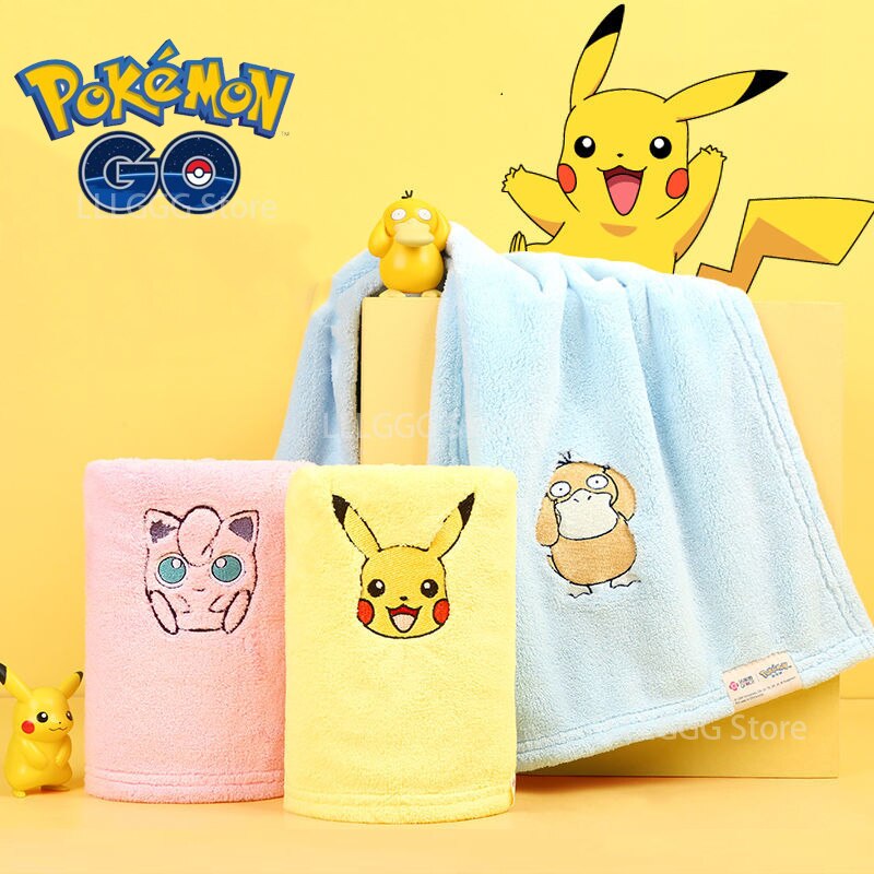 Bath towels with Pokemon Pikachu and other motifs