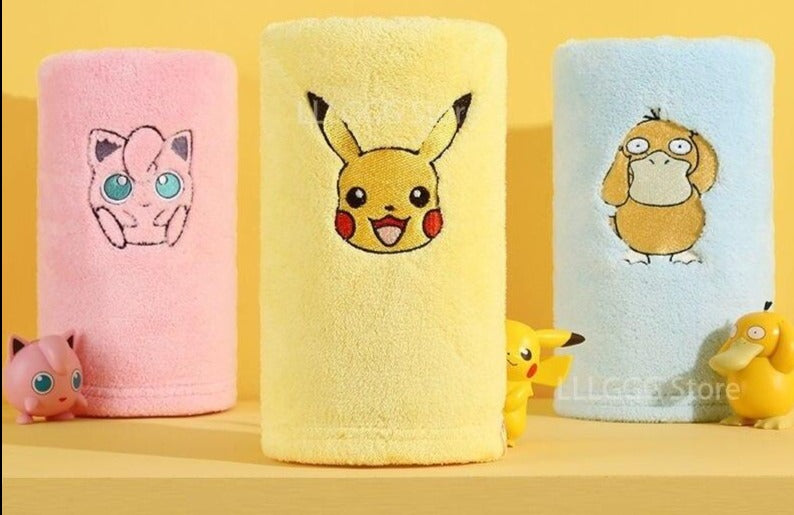 Bath towels with Pokemon Pikachu and other motifs