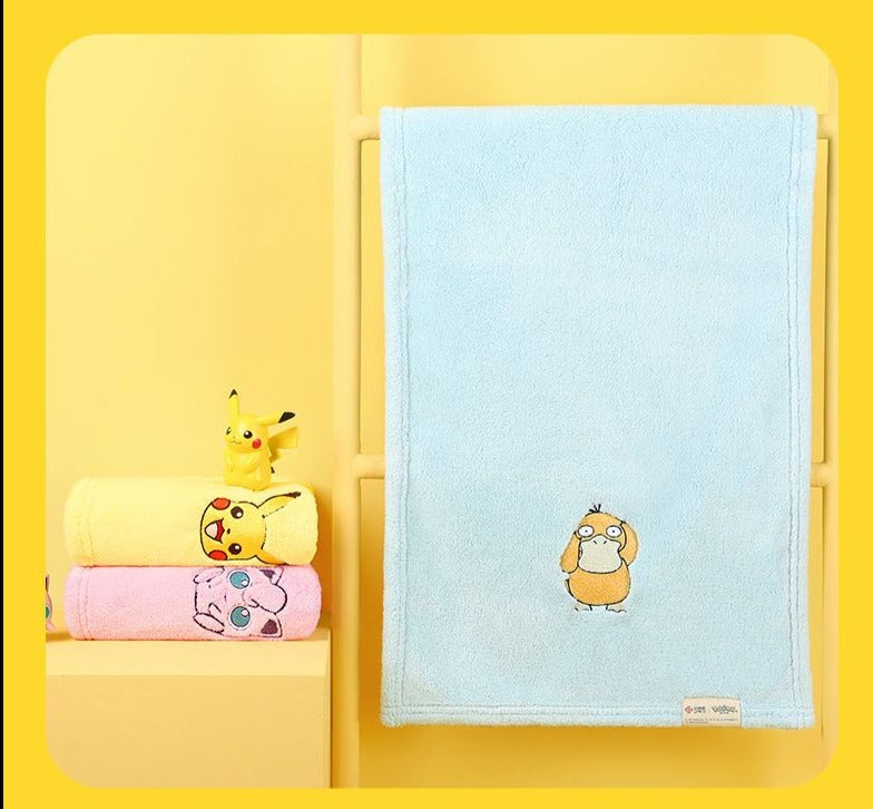 Bath towels with Pokemon Pikachu and other motifs