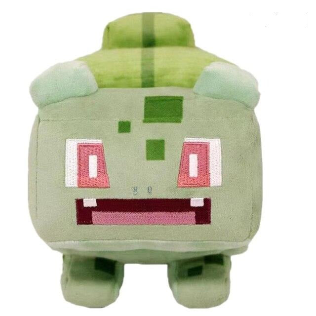 Square Pokemon plushies - Eevee, Pikachu, Enton, Schiggy, Jigglypuff, Bulbasaur in pixel look