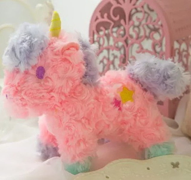 Colorful cuddly wuschel unicorn soft toys
