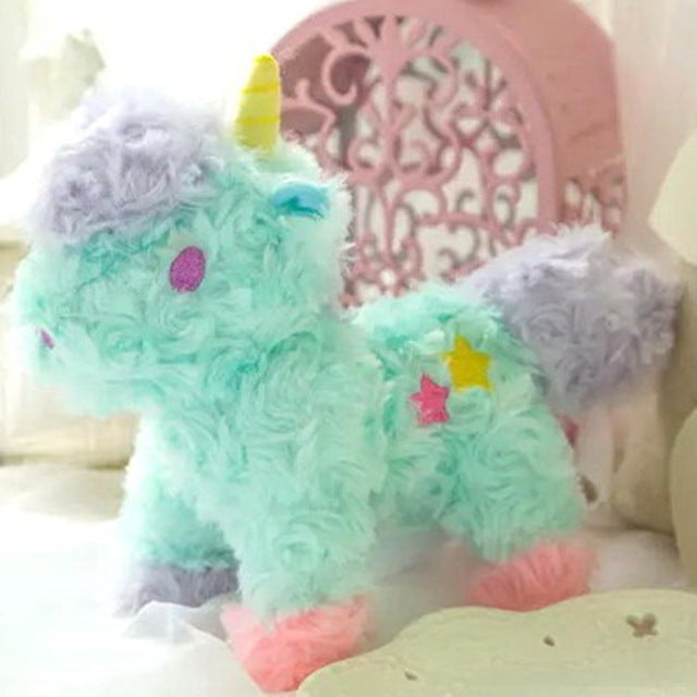Colorful cuddly wuschel unicorn soft toys
