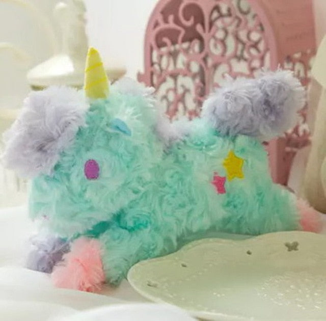 Colorful cuddly wuschel unicorn soft toys