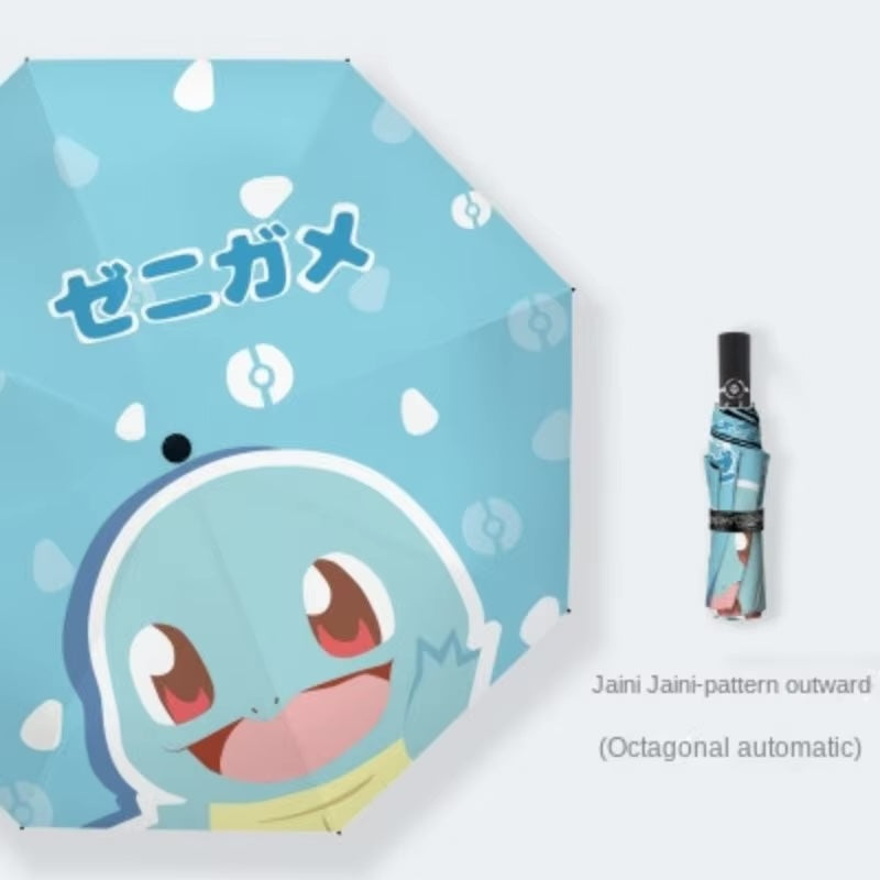 Automatic umbrella with Schiggy, Pikachu or Bulbasaur motif