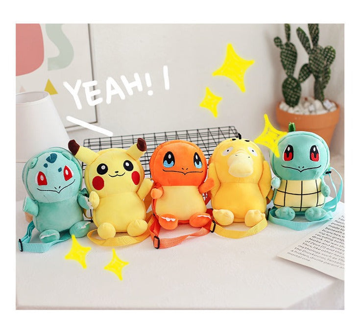Bulbasaur Bulbasaur, Pikachu, Enton, Charmander Plush Small Bag Backpack