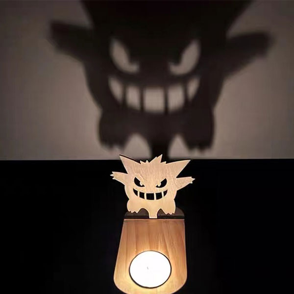 Gengar&Pikachu Wooden  projection candlestick