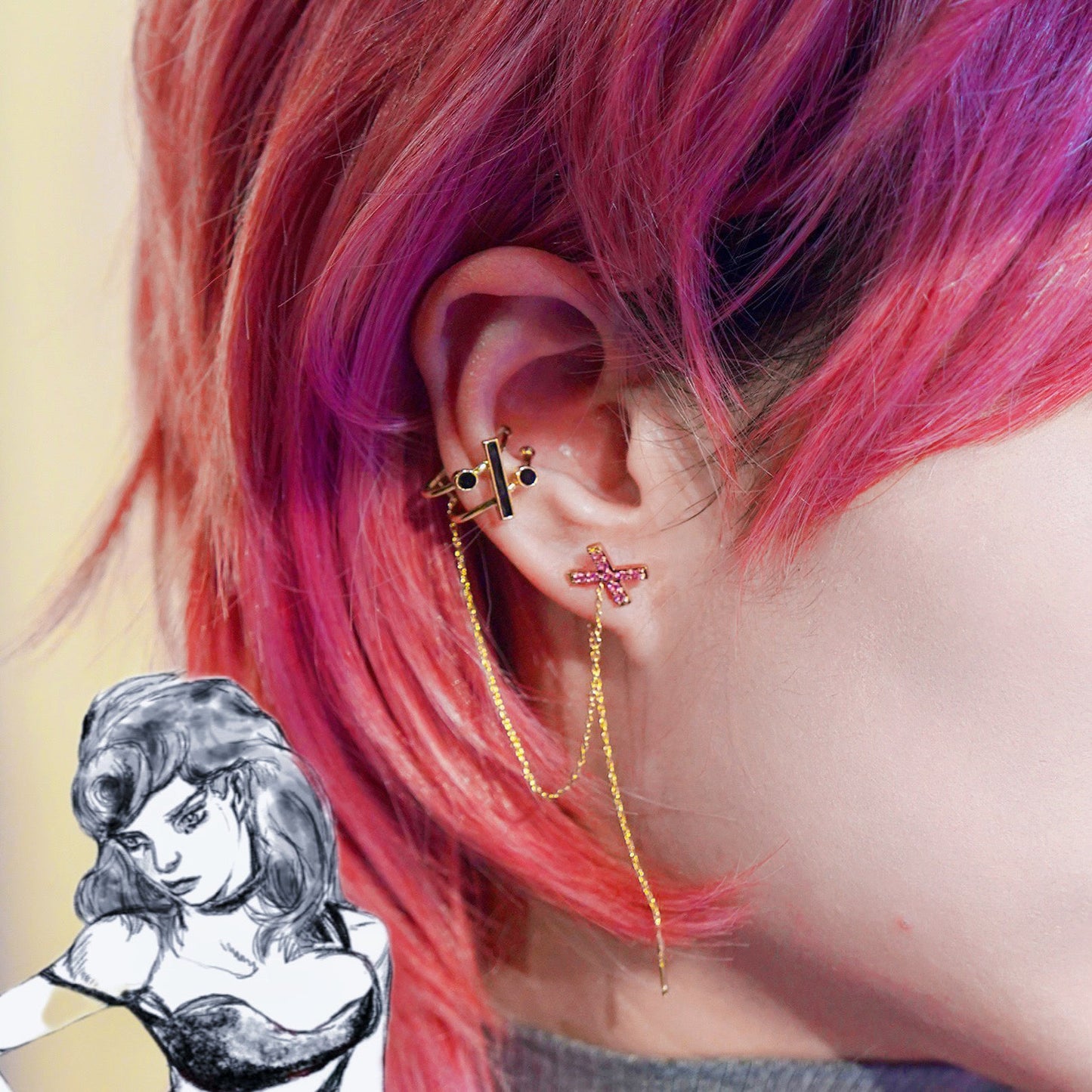 JOJO's Anime-inspired Ear Clip with Addition, Subtraction, Multiplication, and Division Symbols