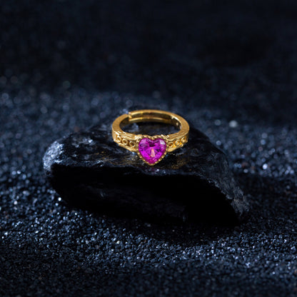 JOJO's 925 Silver Sweetheart Rose Red Donut Ring