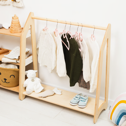 Montessori Furniture for Toddler, Wood Clothing Rack, Natural Nursery Clothes Rack, Christmas Gift