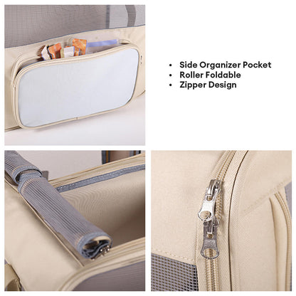 Extra-Large Expandable Dual-Compartment Breathable Travel Pet Carrier Bag
