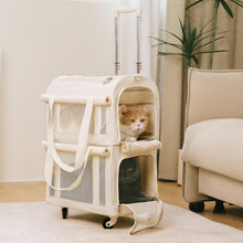 Double-Layer Spacious Multi-Cat Travel Rolling Pet Carrier Bag with Wheels