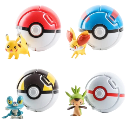 20 pcs. Large (approx. 7cm) Pop n throw Pokeballs with figures toys