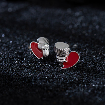 JOJO: Sweet and spicy girl style heart-shaped cloisonné earrings