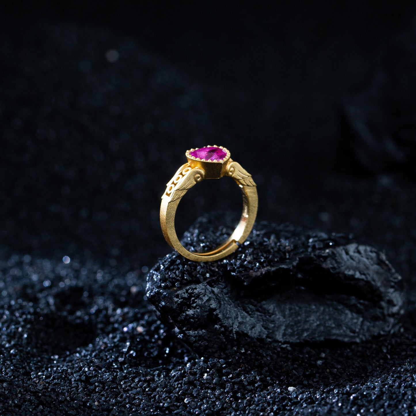 JOJO's 925 Silver Sweetheart Rose Red Donut Ring