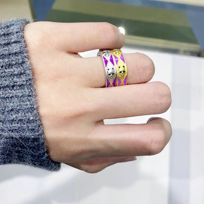 JOJO‘s Colorful enamel collar tie ring couple rings