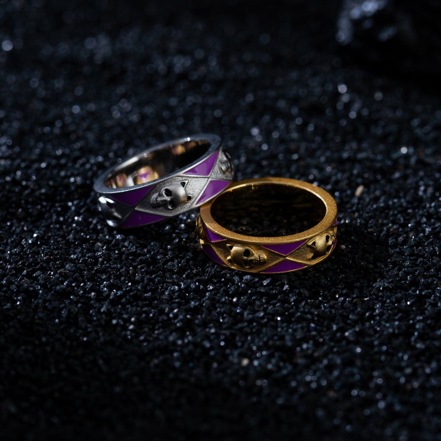 JOJO‘s Colorful enamel collar tie ring couple rings