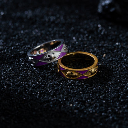 JOJO‘s Colorful enamel collar tie ring couple rings