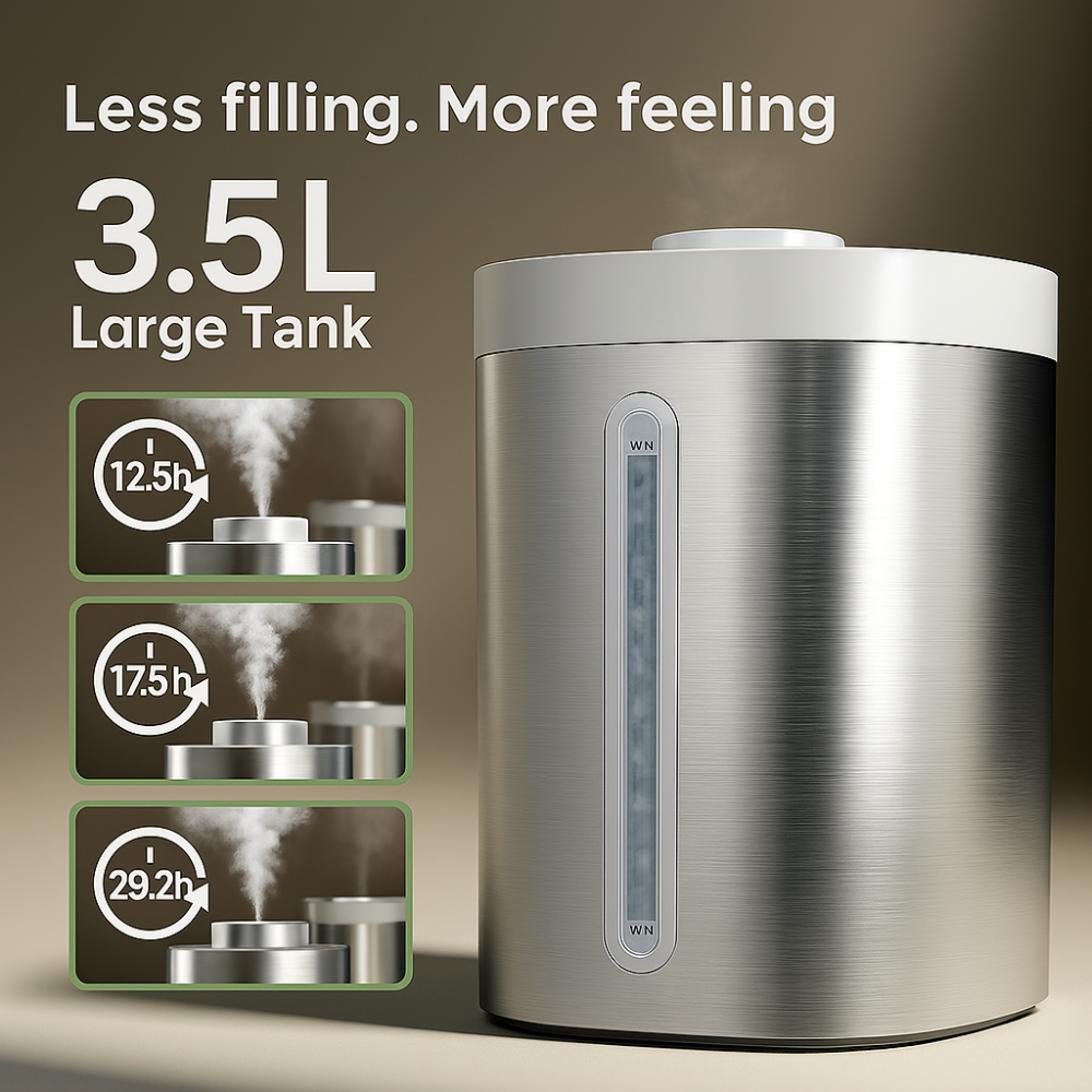 Stainless Steel Cool Mist Humidifier With Dishwasher Safe Cleaning