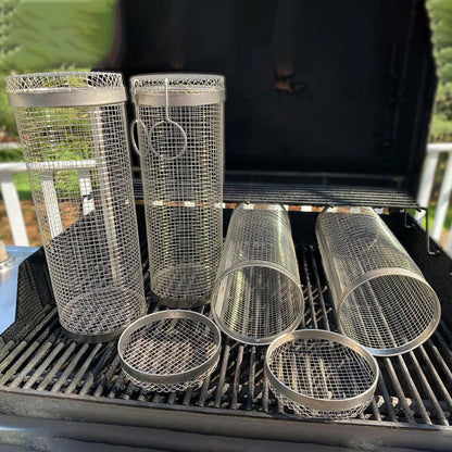 Rolling Stainless Steel Grill Basket BBQ