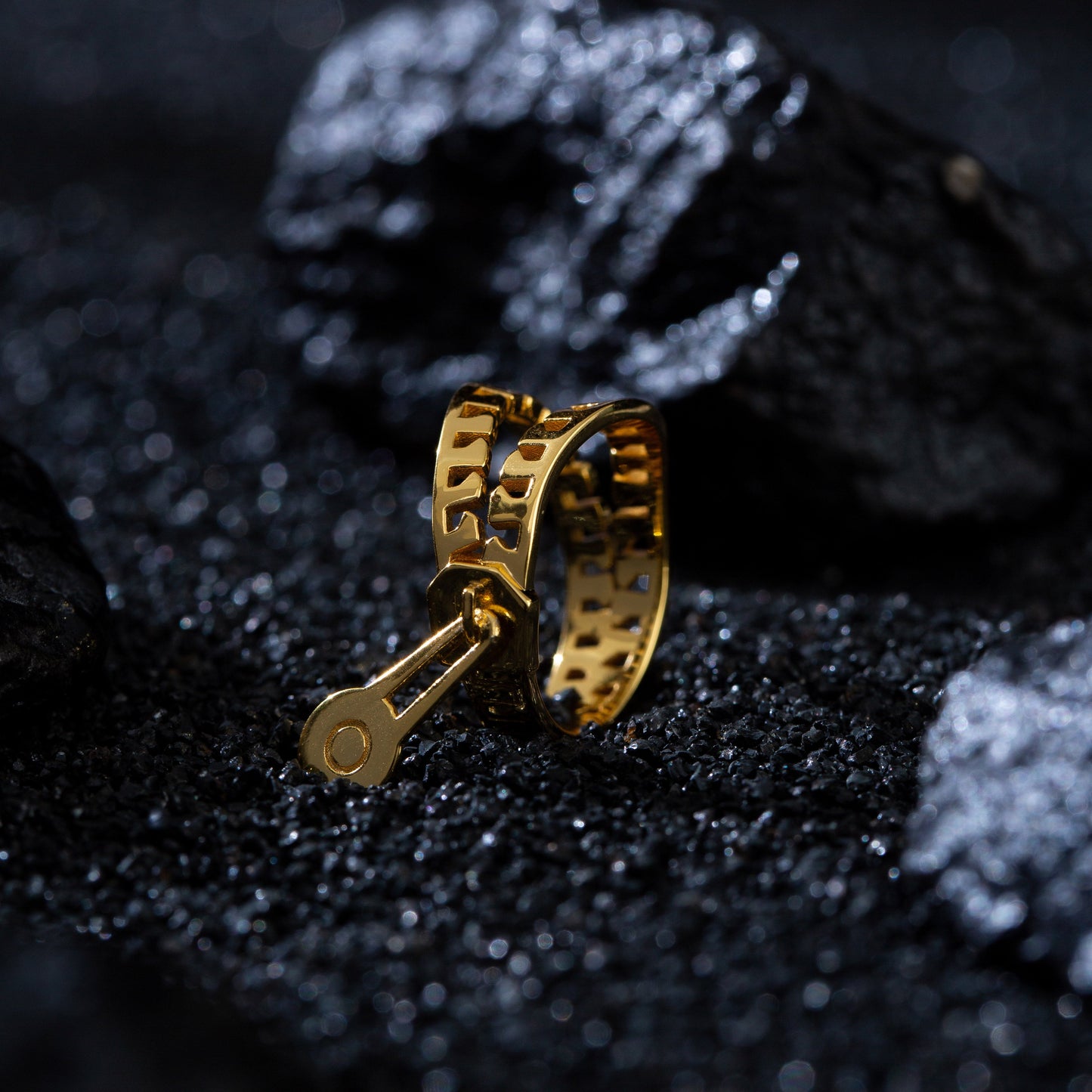 JOJO‘s 925 Silver Gold-Plated Original Design Zipper Ring