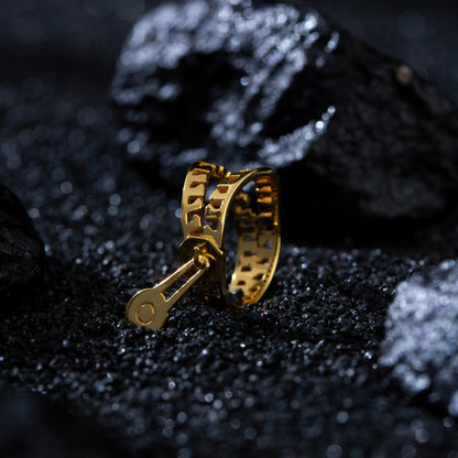 JOJO‘s 925 Silver Gold-Plated Original Design Zipper Ring