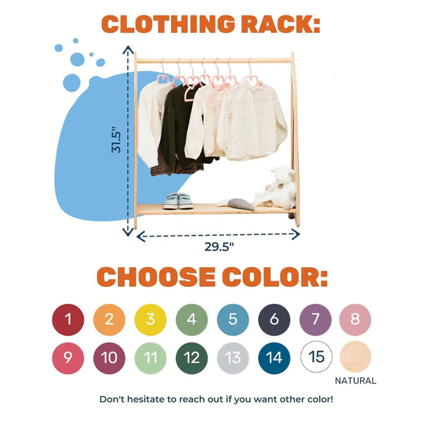 Montessori Furniture for Toddler, Wood Clothing Rack, Natural Nursery Clothes Rack, Christmas Gift