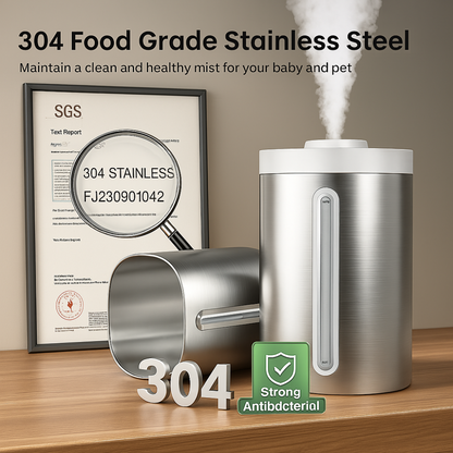 Stainless Steel Cool Mist Humidifier With Dishwasher Safe Cleaning