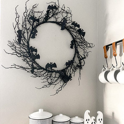 Haunlit Halloween Wreath With Red LED Lights