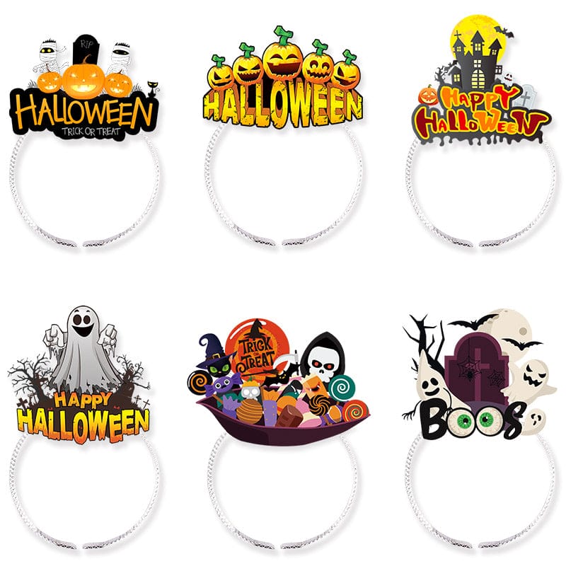 Hattaween 6pc Halloween Paper Hats or Headband Set