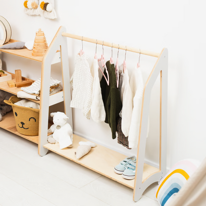 Montessori Furniture for Toddler, Wood Clothing Rack, Natural Nursery Clothes Rack, Christmas Gift