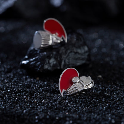 JOJO: Sweet and spicy girl style heart-shaped cloisonné earrings